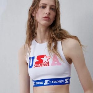 🆕Size Large-Zara STARTER Crop Top-White
